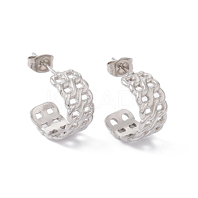 Non-Tarnish 304 Stainless Steel Curb Chains Wrap Stud Earrings EJEW-G314-03A-P-1