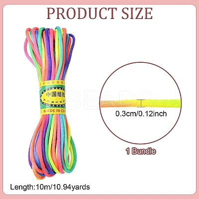 10M Segment Dyed Nylon Satin Rattail Cords OCOR-YW0001-17-1