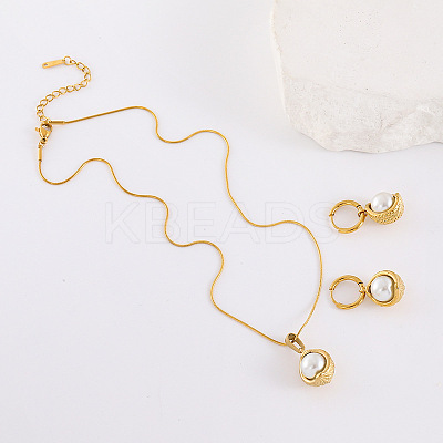 Round 304 Stainless Steel Hoop Earrings & Pendant Necklaces Sets LS-BA0811-3-1