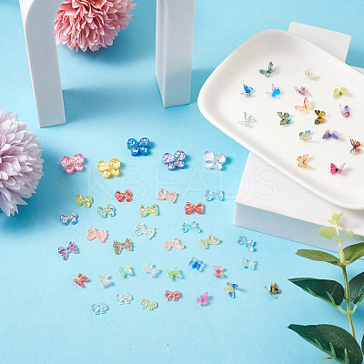 1 Box 195Pcs 21 Colors 3D Butterfly Resin Cabochons MRMJ-PJ0001-04-1