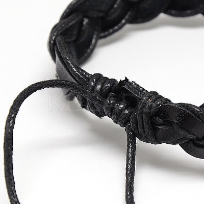 Trendy Unisex Casual Style Braided Waxed Cord and Leather Bracelets BJEW-L297-06-1