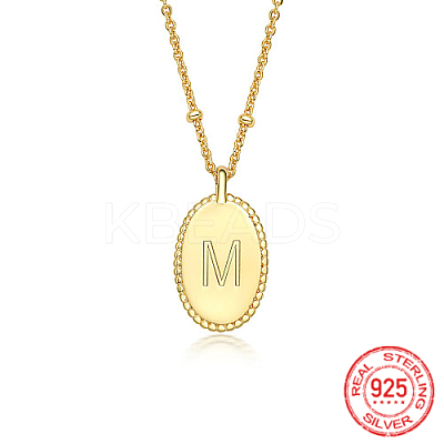 925 Sterling Silver Letter Initial Oval Pendant Necklaces for Women EL6437-2-1