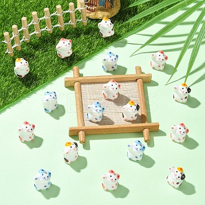 6Pcs 3 Colors Handmade Bright Glazed Porcelain Beads PORC-YW0001-32-1