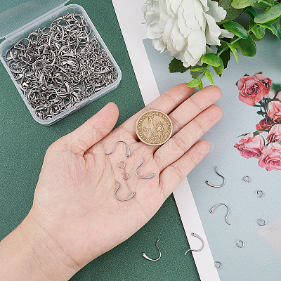 200Pcs 304 Stainless Steel Stud Earring Hooks and 200Pcs Jump Rings STAS-UN0034-93-1