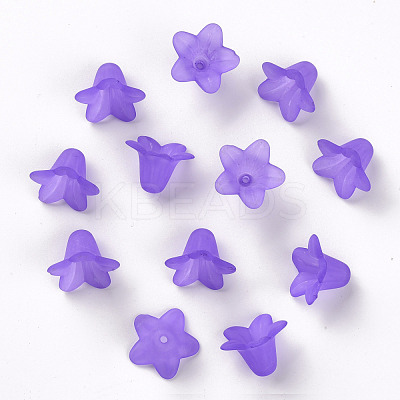 Purple Frosted Transparent Acrylic Flower Beads X-PLF018-15-1