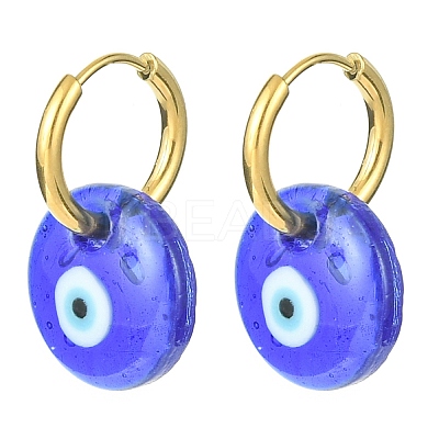 Blue Lampwork Evil Eye Dangle Hoop Earrings EJEW-JE05276-02-1
