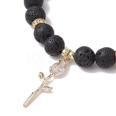 Natural Lava Rock Beaded Stretch Bracelets BJEW-JB11000-02-1