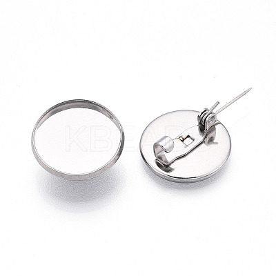 304 Stainless Steel Brooch Cabochon Settings STAS-E547-08C-P-1