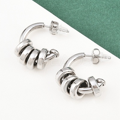 304 Stainless Steel C-Shaped Stud Earrings EJEW-K268-78P-1
