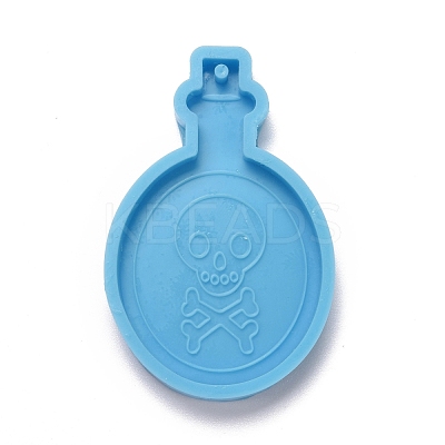 Bottle with Skull & Bone Pendant Silicone Molds DIY-M034-26-1