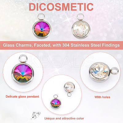 16Pcs 2 Color Glass Charms GLAA-DC0001-02-1