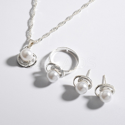 Oval Alloy Pendant Necklaces & Stud Earrings & Ring Sets for Women WG7FFA6-01-1