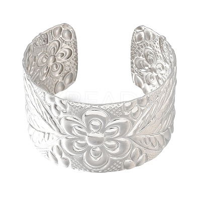 35MM 304 Stainless Steel Textured Flower Wide Cuff Bangles for Women SA-CBAB767-33P-1
