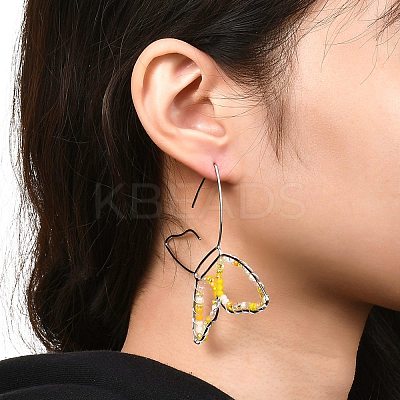 Butterfly Glass Beads Dangle Earrings for Girl Women EJEW-JE04658-02-1