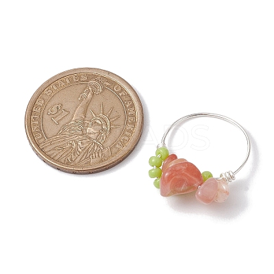 Natural South Red Agate Chip Finger Rings RJEW-TA00125-1