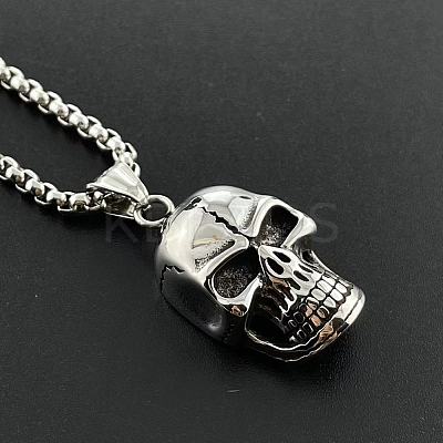 Stainless Steel Skull Pendant Punk Style Hip-hop Necklaces for Men KQ3435-1