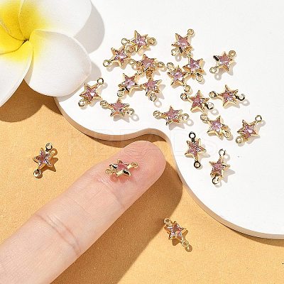 SHEGRACE Brass Pave Cubic Zirconia Star Connector Charms XGRQ2O351-441B-G-1