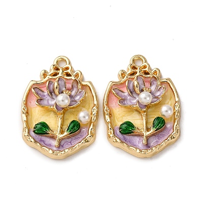Light Gold Tone Alloy Enamel Pendants ENAM-B028-35KCG-01-1