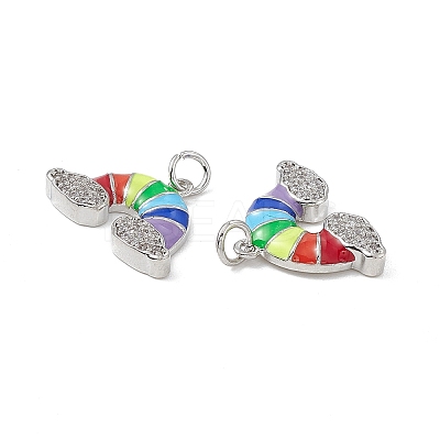 Brass Micro Pave Cubic Zirconia Charms KK-E068-VB433-1