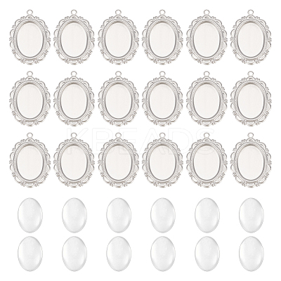 50Pcs 316 Surgical Stainless Steel Pendant Cabochon Settings STAS-UN0049-60-1