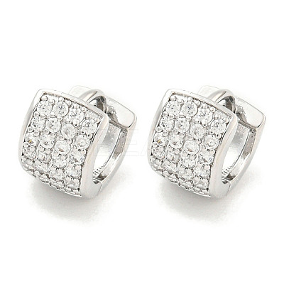 Brass Micro Pave Clear Cubic Zirconia Hoop Earrings Women EJEW-S228-10P-1