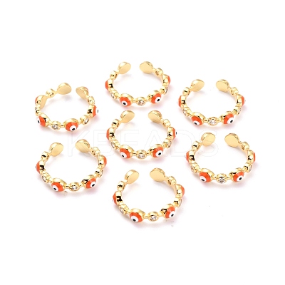 Brass Micro Pave Clear Cubic Zirconia Cuff Rings RJEW-O046-02G-1