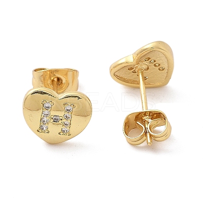 Rack Plating Brass Micro Pave Clear Cubic Zirconia Stud Earrings EJEW-K299-01G-H-1