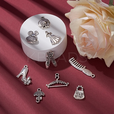 100Pcs 10 Style Tibetan Style Alloy Pendants TIBEP-CJ0001-75-1