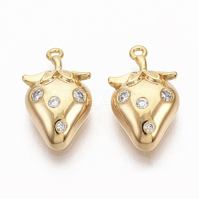 Brass Micro Pave Clear Cubic Zirconia Charms ZIRC-Q021-030G-NF-1