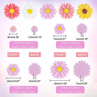 Flatback Hair & Costume Accessories Ornaments Resin Flower Daisy Cabochons CRES-PH0003-18-1