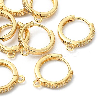 SHEGRACE Brass Micro Pave Clear Cubic Zirconia Hoop Earrings Findings XGR0155G-95G-1
