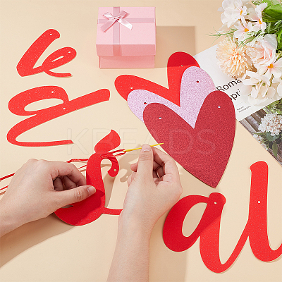 2 Sets 2 Style Valentine's Day Theme Paper Flags AJEW-CP0005-86-1