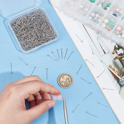 1000Pcs 304 Stainless Steel Eye Pins STAS-UN0058-28P-01-1