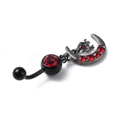 Hyacinth Rhinestone Charm Dangle Belly Rings AJEW-D053-01B-EB-1