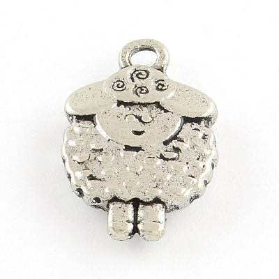 Sheep Tibetan Style Alloy Pendants TIBEP-Q052-27AS-LF-1