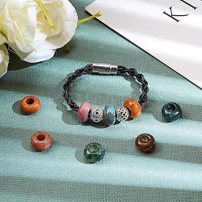 Natural Indian Agate European Beads G-NB0001-33B-1