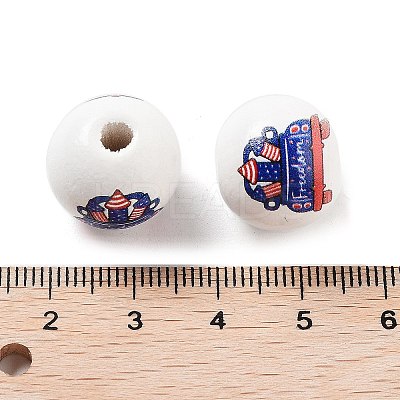 Independence Day Theme Wood European Beads WOOD-M011-07B-1