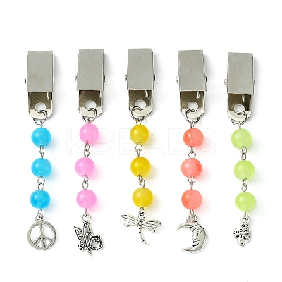 Peace Sign/Dragonfly/Moon Tibetan Style Alloy Pendant Credit Card Clip Puller JEWB-BR00131-1