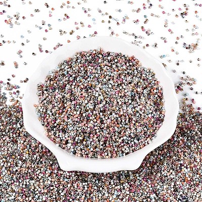 Spray Painted Picasso Cylinder Glass Seed Beads GLAA-T028-12A-06-1