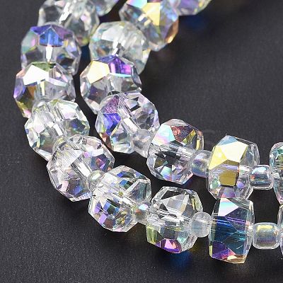 Electroplate Transparent Glass Beads Strands EGLA-H101-03A-1