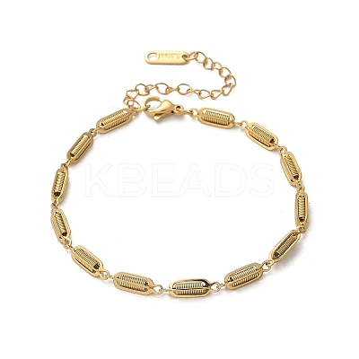 304 Stainless Steel Spring Oval Link Chain Bracelets for Women Men BJEW-S164-01G-1