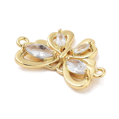 Rack Plating Brass Pave Cubic Zirconia Butterfly Connector Charms KK-Z064-36G-01-1