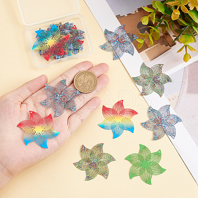 18Pcs 3 Colors 430 Stainless Steel Filigree Pendants STAS-UN0036-03-1