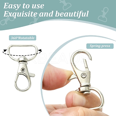 30Pcs 3 Colors Zinc Alloy Swivel D Rings Lobster Claw Clasps FIND-YW0008-62-1