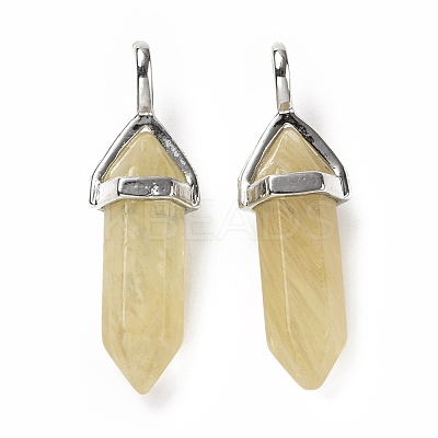 Dark Khaki Watermelon Stone Glass Pointed Pendants G-K329-24P-1