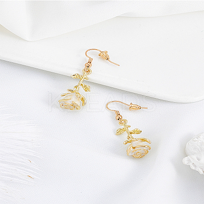 1 Pair Alloy Enamel Dangle Earrings EJEW-LP0007-108B-1