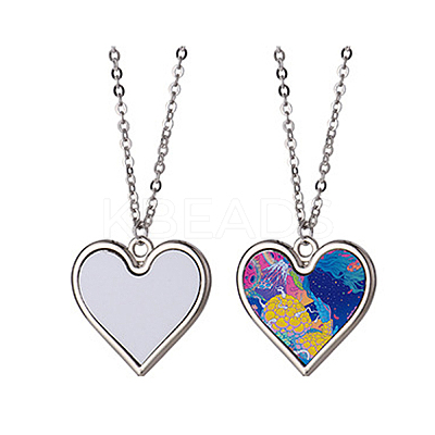 Sublimation Blank Aluminum Pendant Necklace X-NJEW-E020-02P-03-1