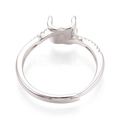 Rhodium Plated 925 Sterling Silver Micro Pave Cubic Zirconia Engagement Solitaire Ring Settings STER-N016-75P-1