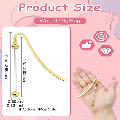 4Pcs 4 Colors Alloy Bookmarks AJEW-CJ0001-47-1
