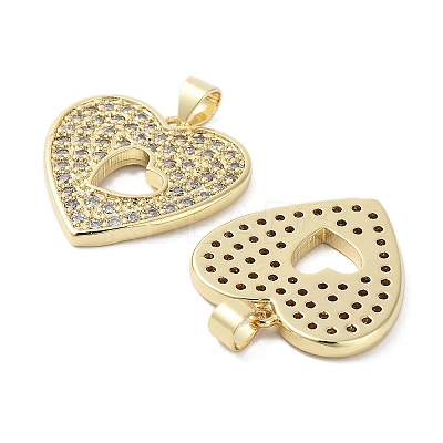 Heart Brass Micro Pave Cubic Zirconia Pendants KK-E102-05G-1